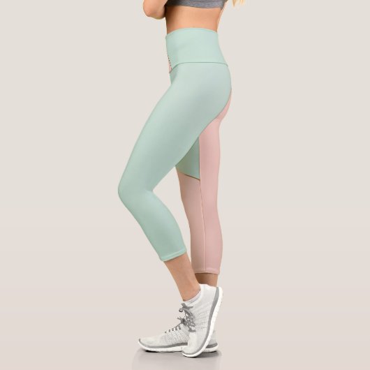 Leggings Capri Collection Moderne Abstraite Rose Pâle Menthe (Gauche)