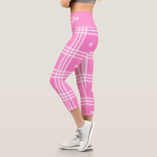 Leggings Capri Collection moderne Plaid Pink Heart