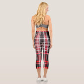 Leggings Capri Collection populaire Abstraite rouge noir plaid (Verso)