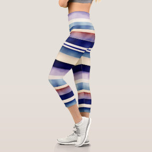 Leggings Capri Collection populaire Summer Navy Blue Boat Stripes