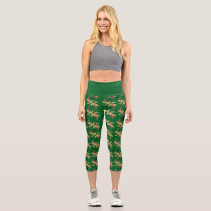 Leggings Capri Colore collage de colibris dorés et violets