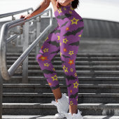 Leggings Capri Coloré moderne Halloween Bat Star Motif