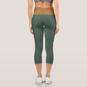 Leggings Capri Combinaison de couleurs Brown vert-cyan et doré (Verso)
