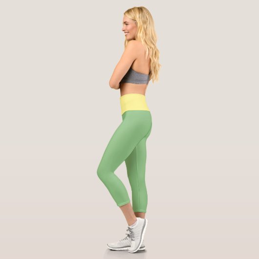 Leggings Capri Combo vert et jaune amusant (Gauche)