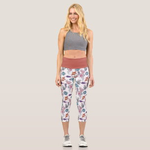 Leggings Capri Composition de aquarelle sous-marine Série Design