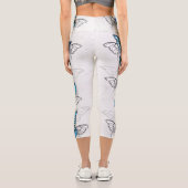 Leggings Capri Composition des White and Blue Butterflies (Verso)