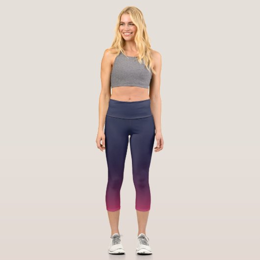 Leggings Capri con gradiente de Azul, Violeta y Rosa (Recto)