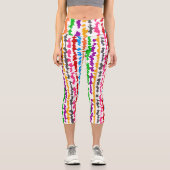 Leggings Capri Conception Abstraite Irrégulière Colorée Blanche (Recto)