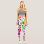 Leggings Capri Conception Abstraite Irrégulière Colorée Blanche (Recto)