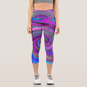 Leggings Capri Conception Abstraite Rétro Tourbillon Magenta Colo