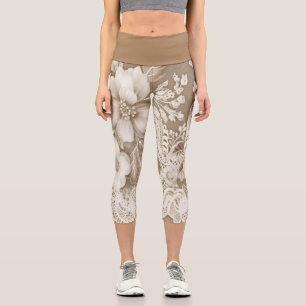 Leggings Capri Conception de dentelle Vintage Capris haute taille