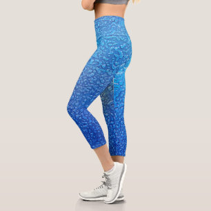 Leggings Capri Conception De Glace Sur Métal Bleu