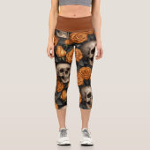 Leggings Capri Conception de la série A Skull and Roses 11 (Recto)