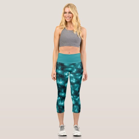 Leggings Capri Conception de la série Galaxie sarcelle 3 (Recto)