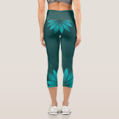 Leggings Capri Conception de mandala à feuilles sarcelles sur fon (Verso)