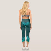 Leggings Capri Conception de mandala à feuilles sarcelles sur fon (Verso)