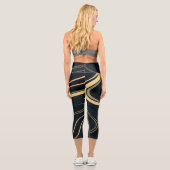 Leggings Capri Conception de peinture Liquide Retro Blue Gold Swi (Verso)