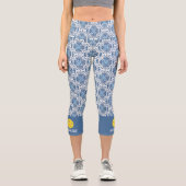 Leggings Capri Conception de Pickleball avec Motif Ikat Chic Boho (Recto)