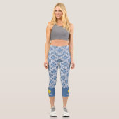 Leggings Capri Conception de Pickleball avec Motif Ikat Chic Boho (Recto)