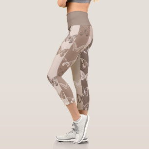 Leggings Capri Conception de rayures de papillon de terre neutre