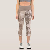 Leggings Capri Conception de rayures de papillon de terre neutre (Recto)