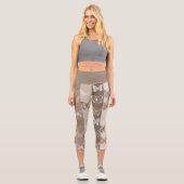 Leggings Capri Conception de rayures de papillon de terre neutre (Recto)