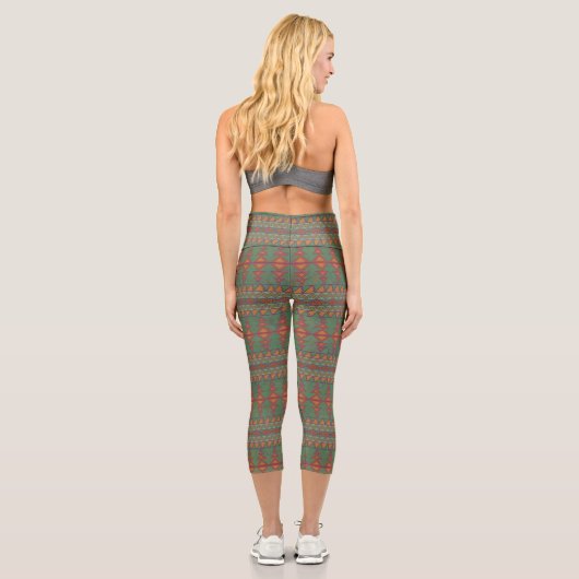 Leggings Capri Conception géométrique verte Sagebrush Sud-Ouest (Verso)