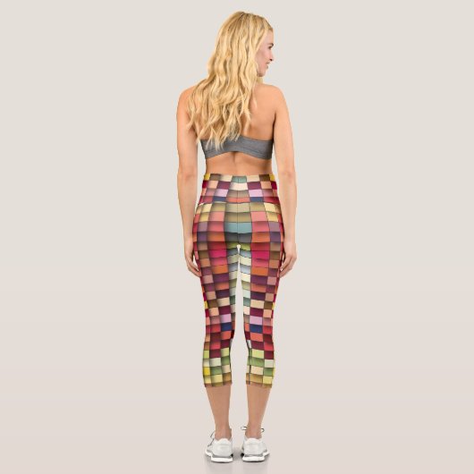 Leggings Capri Conception simple de bande multicouleur géométriqu (Verso)