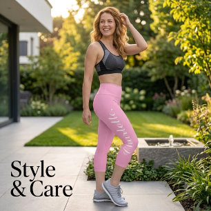 Leggings Capri Concevez Votre Propre Nom sur Rose Clair Élégant
