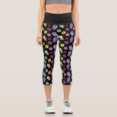Leggings Capri Cool amusant beignets colorés motif noir Monogramm (Recto)