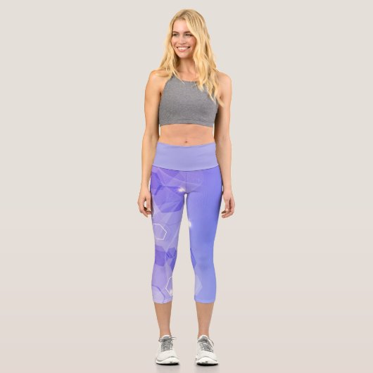 Leggings Capri Cool Bleu chaud motif géométrique abstrait (Recto)