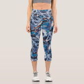 Leggings Capri Cool Blue Graffiti Art - Design artistique dynamiq (Recto)