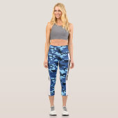 Leggings Capri Cool Camouflage bleu PERSONNALISER (Recto)