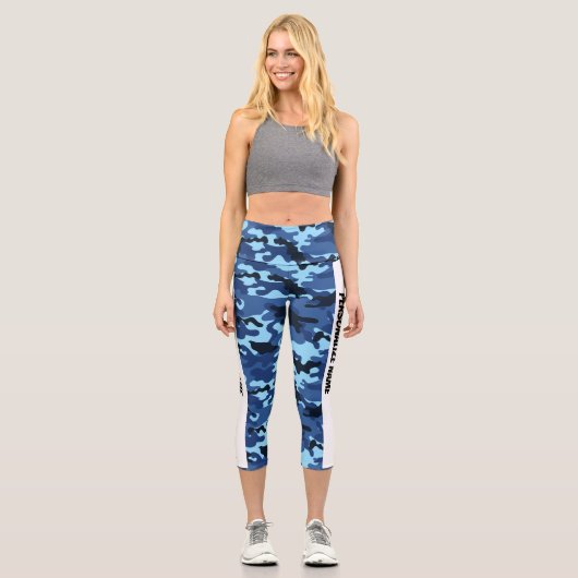 Leggings Capri Cool Camouflage bleu PERSONNALISER (Recto)