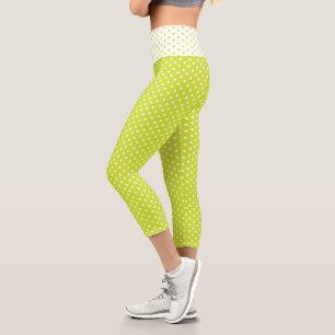 Leggings Capri Cool Chic Fashion Green Petit Pois Motif