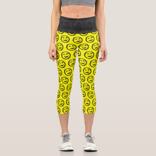 Leggings Capri Cool déversé Stainé heureux Souriant motif visage