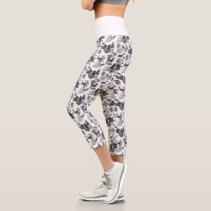 Leggings Capri Cool Elégant noir blanc cerf French Toile