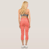 Leggings Capri Cool En vichy Orange, Rouge et Blanc Motif Design (Verso)