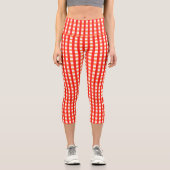 Leggings Capri Cool En vichy Orange, Rouge et Blanc Motif Design (Recto)