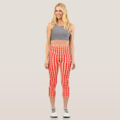 Leggings Capri Cool En vichy Orange, Rouge et Blanc Motif Design (Recto)