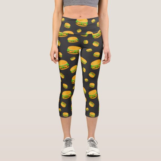 Leggings Capri Cool et amusant yummy burger motif (Recto)