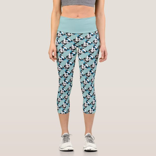 Leggings Capri Cool et mignon ours panda avec lunettes de soleil (Recto)