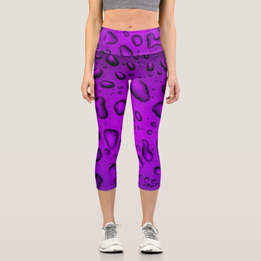 Leggings Capri Cool Grainy Boutons d'eau violet (Recto)
