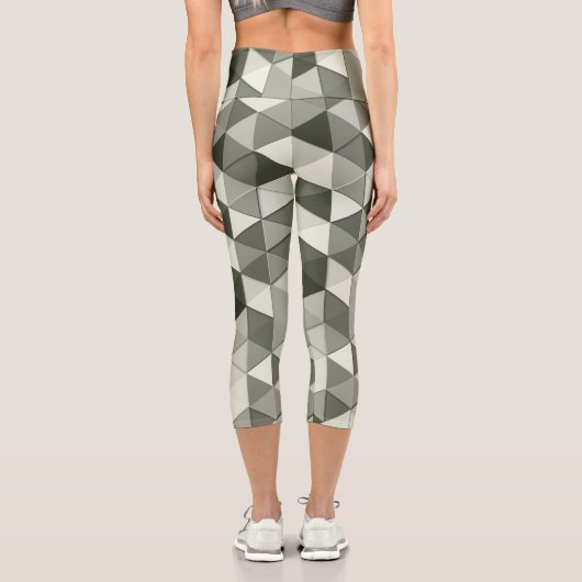 Leggings Capri Cool triangles gris motif géométrique (Verso)