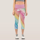 Leggings Capri Coolnut Rainbow Stars Stripes haut taille Capris (Recto)