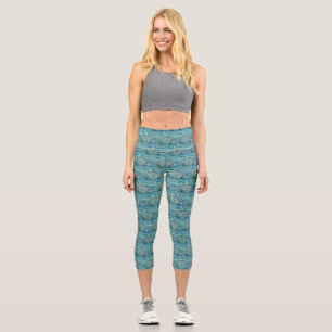 Leggings Capri Coquillage bleu dans la peinture marine moussante