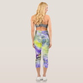Leggings Capri Coquillage bleu mer violet aquarelle peinture (Verso)