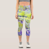Leggings Capri Coquillage jaune violet dans l'aquarelle mousseuse (Recto)