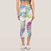 Leggings Capri Coquillage rose dans la peinture d'aquarelle de me (Verso)