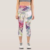 Leggings Capri Coquillage rose dans la peinture d'aquarelle de me (Recto)